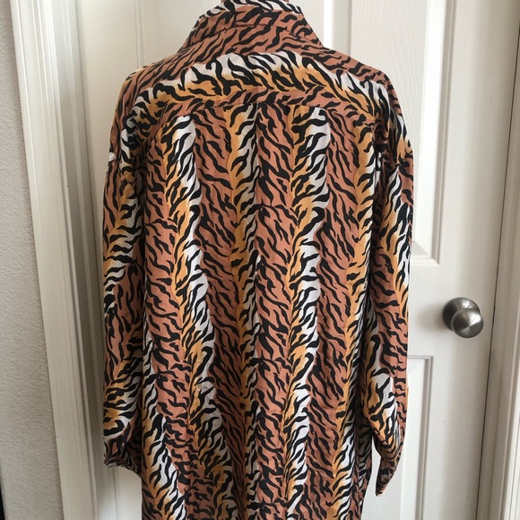 Selene of Paris 100% Silk Long Sleeve Blouse Top Tiger Stripe Plus Sz 3x NWOT - Picture 3 of 12